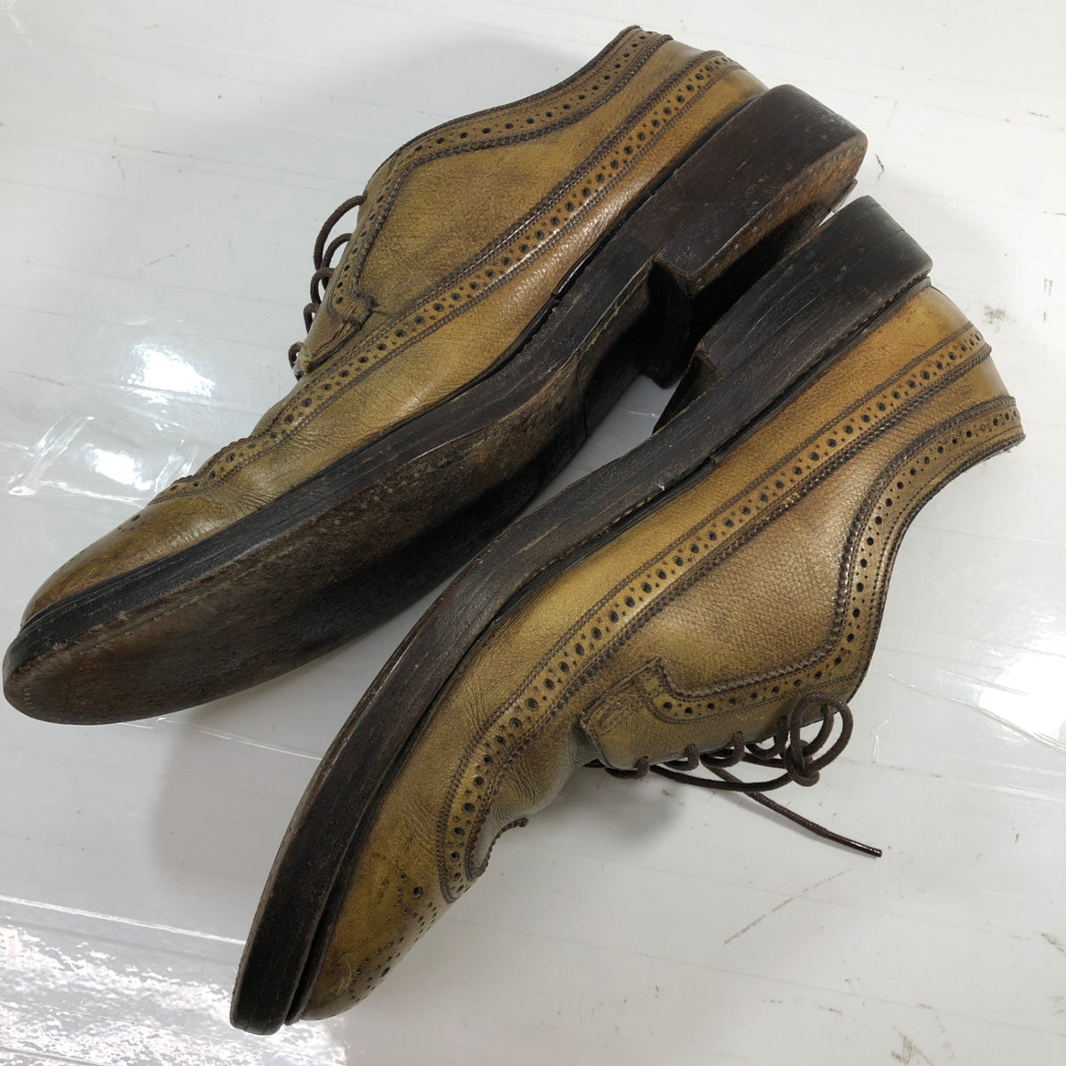 フローシャイム レザーシューズ ロングウィング グレインレザー ゴールデンハーベスト ライトブラウン メンズ サイズUS10.5 FLORSHEIM 約28.5cm【AFC32】