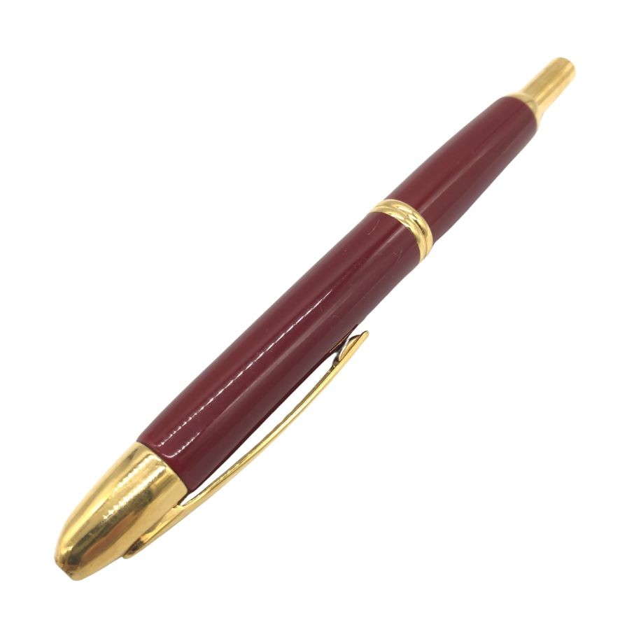 中古◆パイロット 万年筆 ノック式&プッシュ式 ペン先 18K ボルドー×ゴールド PILOT【AFI4】