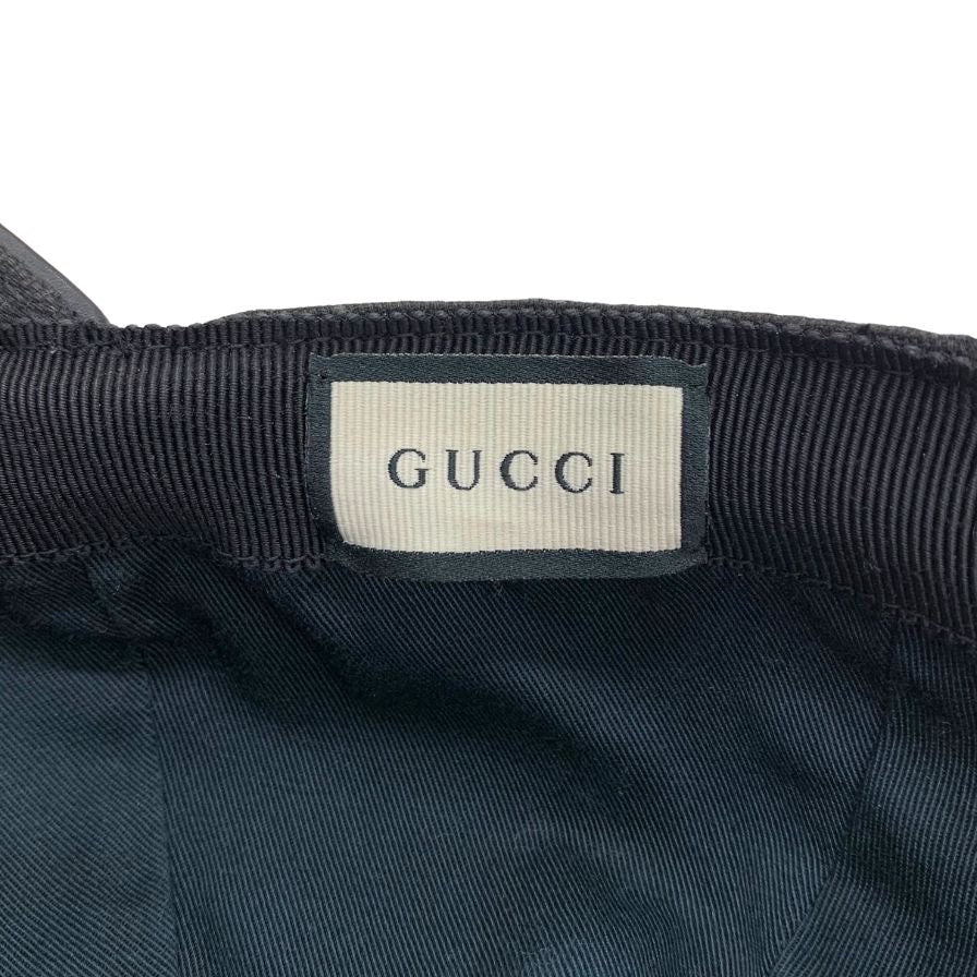 グッチ キャップ 帽子 キャンバス シェリーライン L ブラック GUCCI【AFI20】