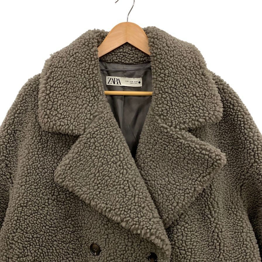 美品◆ザラ ボアコート ロング丈 グレー レディース サイズM ZARA 【AFA8】