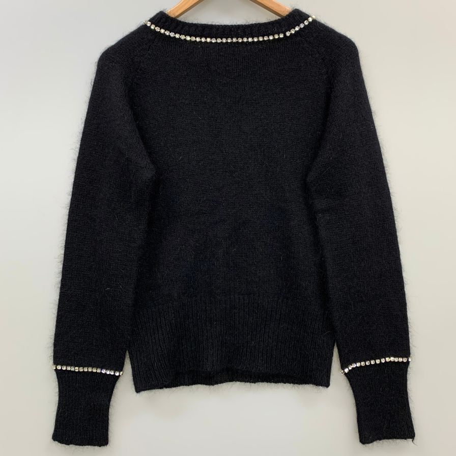 中古◆アンナレイチェル ラインストーン付きニット セーター ブラック サイズL レディース ANNA RACHELE made in italy 【AFB33】