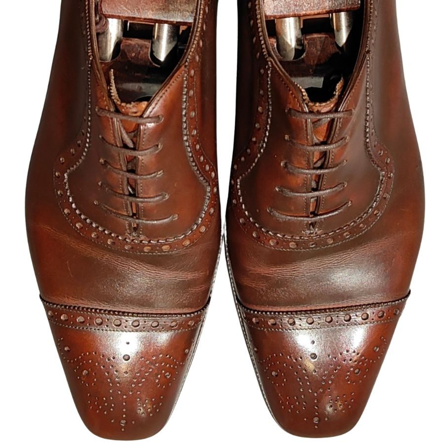ガジアーノ&ガーリング レザーシューズ ヒューズ アデレード TG73ラスト メンズ サイズ UK6.5E ブラウン GAZIANO&GIRLING HUGHES ビジネスシューズ 約24.5cm【LA】【中古】