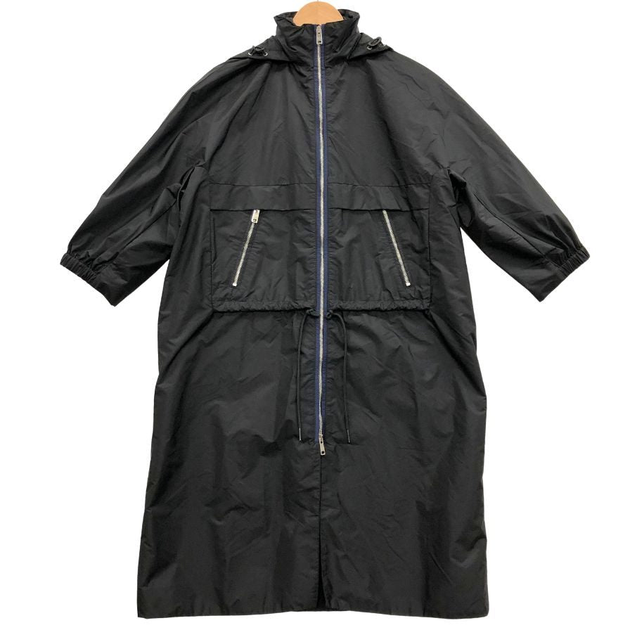 美品◆プラダ 15AW ナイロンコート ドローストリング ダブルジップ ブラック レディース サイズ36 PRADA 【AFA22】