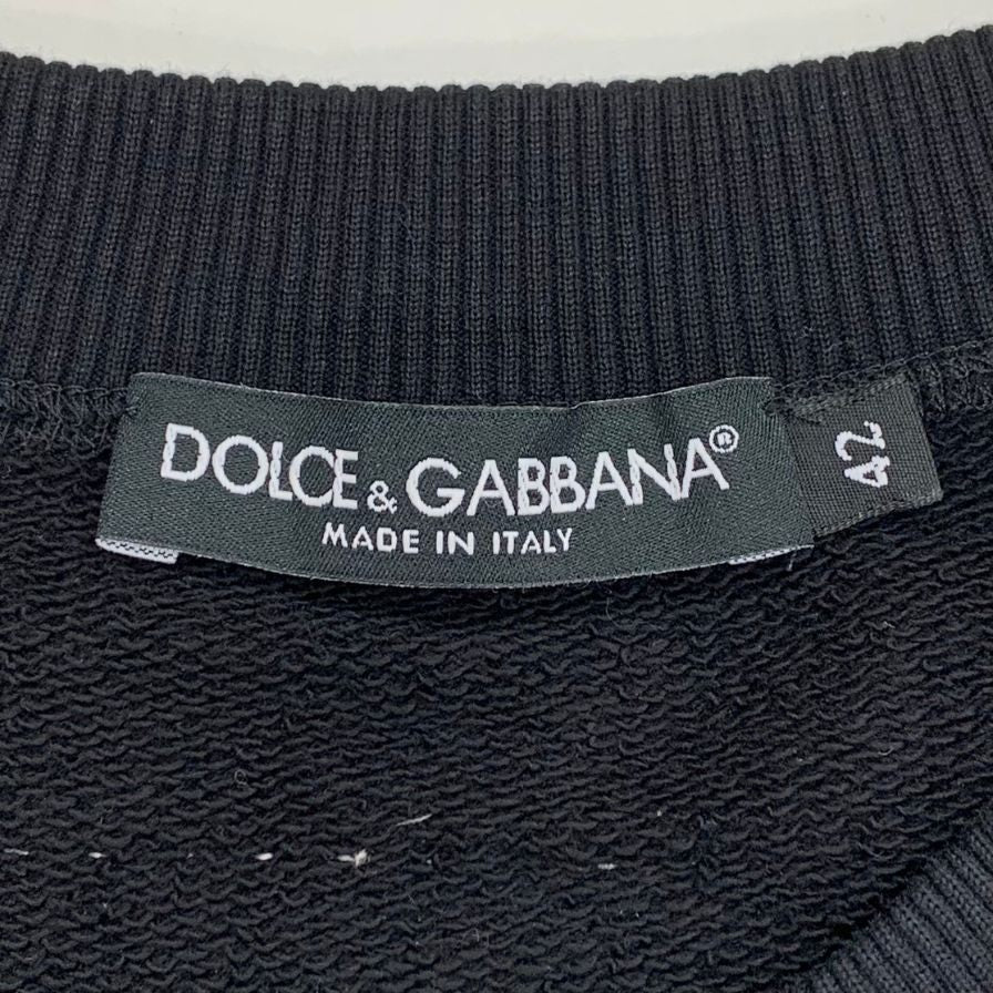 美品◆ドルチェ&ガッバーナ 半袖トップス トレーナー ロゴワッペン レディース サイズ42 ブラック DOLCE&GABBANA 【AFB14】