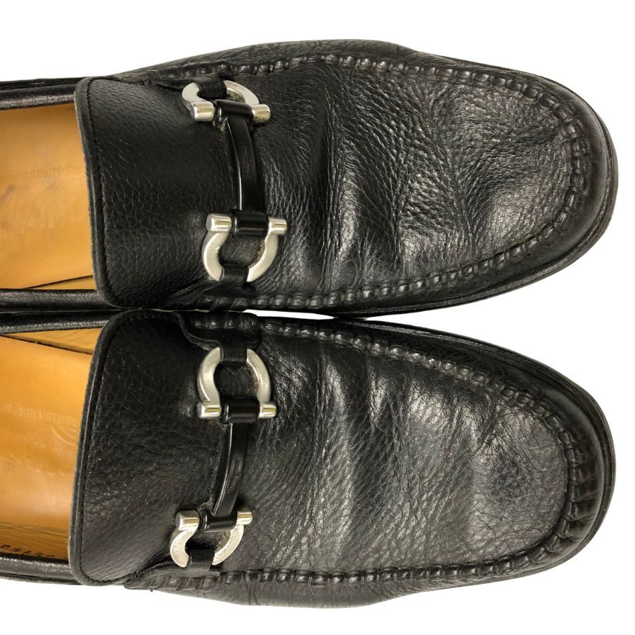 サルヴァトーレフェラガモ ローファー 65762 レザー ホース ビット ブラック メンズ サイズ UK 7 Salvatore Ferragamo 約26.0cm【AFC42】