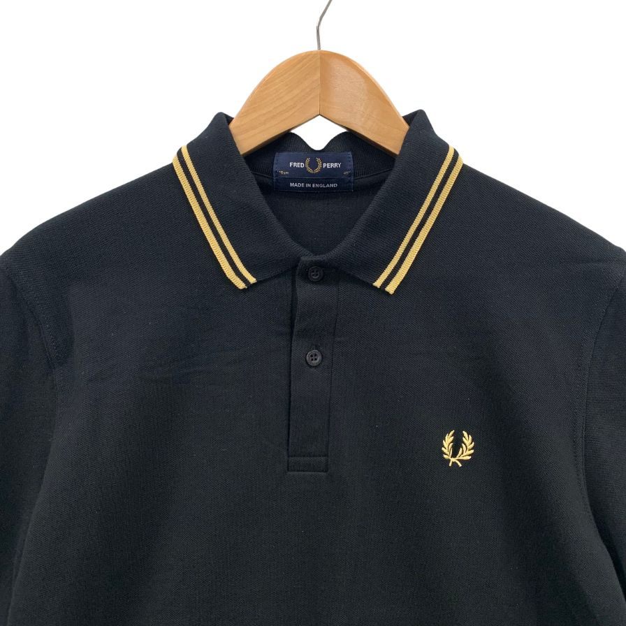 美品◆フレッドペリー 半袖ポロシャツ ゴールドライン ブラック メンズ サイズ46 FRED PERRY 【AFB35】