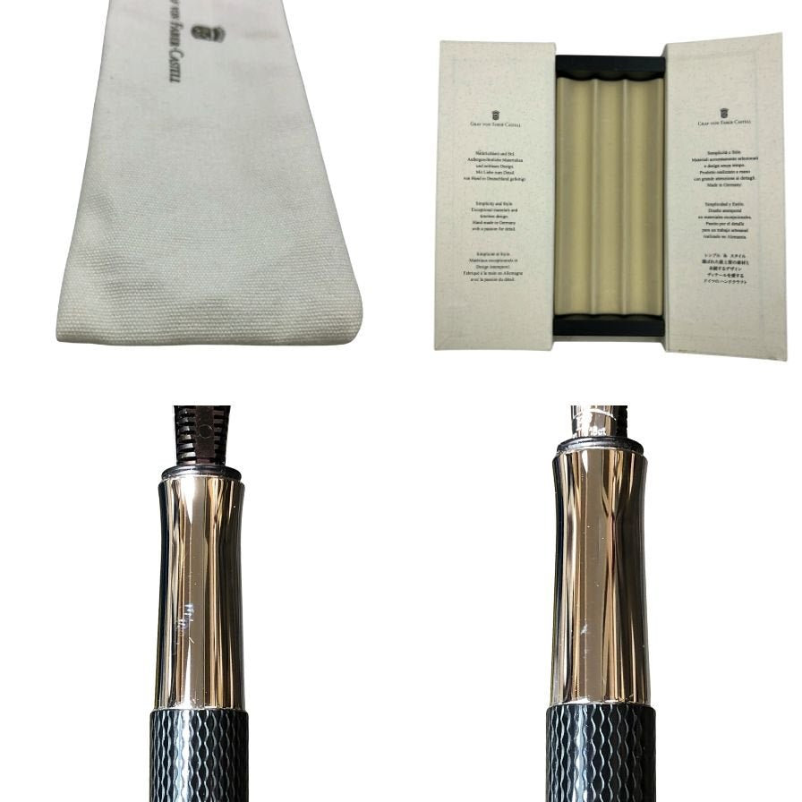 グラフ フォン ファーバーカステル 万年筆 ギロシェ ペン先750 18CT EF ブラック×シルバー GRAF VON FABER-CASTELL【AFI18】