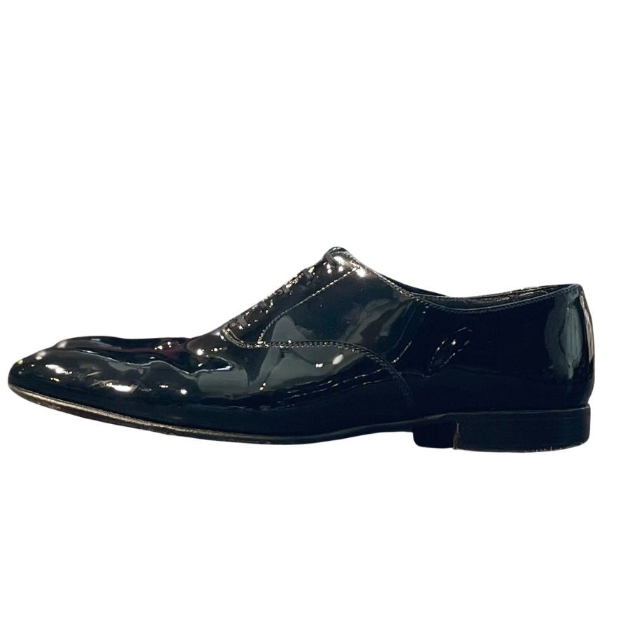 クロケット&ジョーンズ レザーシューズ プレーントゥ チャーム パテントレザー ブラック メンズ サイズUK8E CROCKETT&JONES ビジネスシューズ 約26.5cm【LA】【中古】