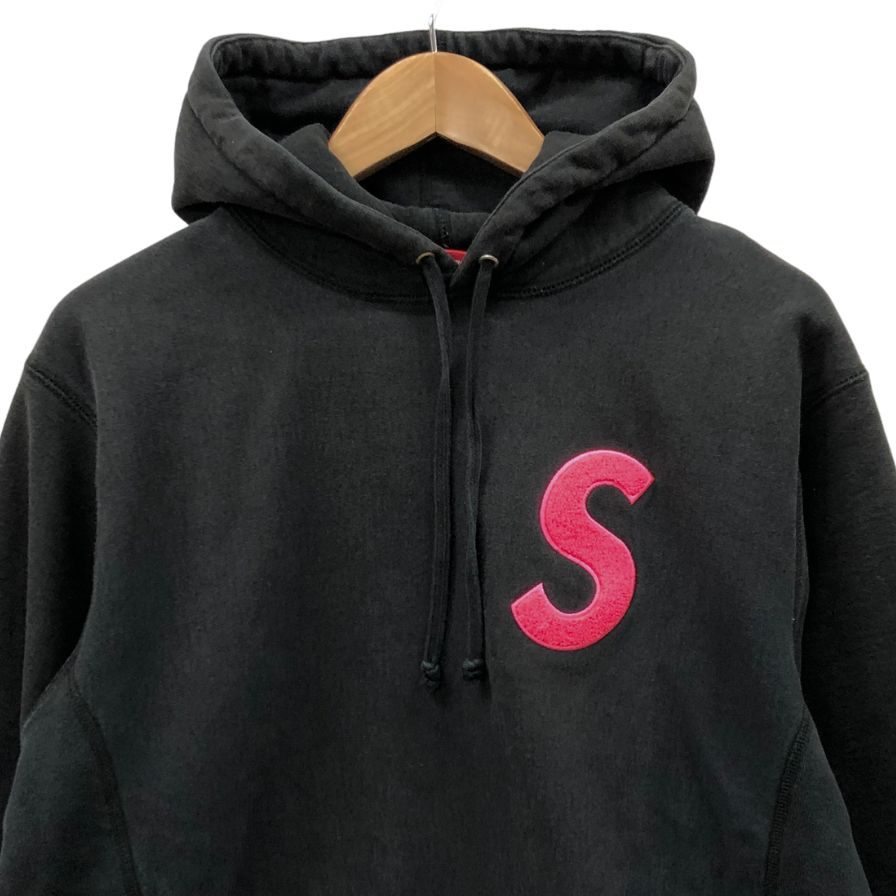 中古◆シュプリーム パーカー Sロゴ コットン ブラック系 サイズⅬ メンズ Supreme 【AFB5】