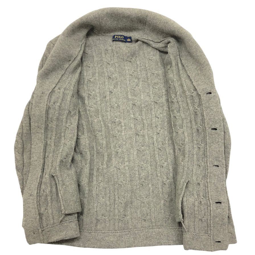 中古◆ポロ ラルフ ローレン ケーブルカーディガン 170 92A 186455CSC グレー メンズ サイズS POLO RALPH LAUREN 【AFB14】