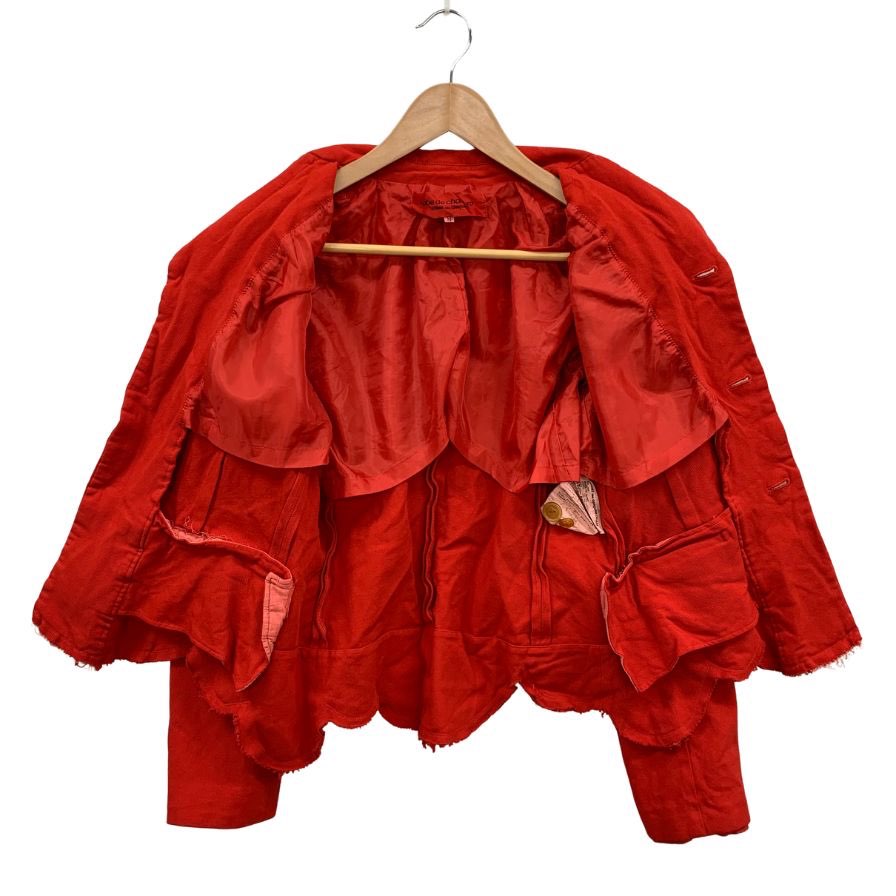 美品◆ローブドシャンブル コムデギャルソン スカラップショートジャケット 3B レッド メンズ サイズM ROBE DE CHAMBRE COMME DES GARCONS 【AFB44】