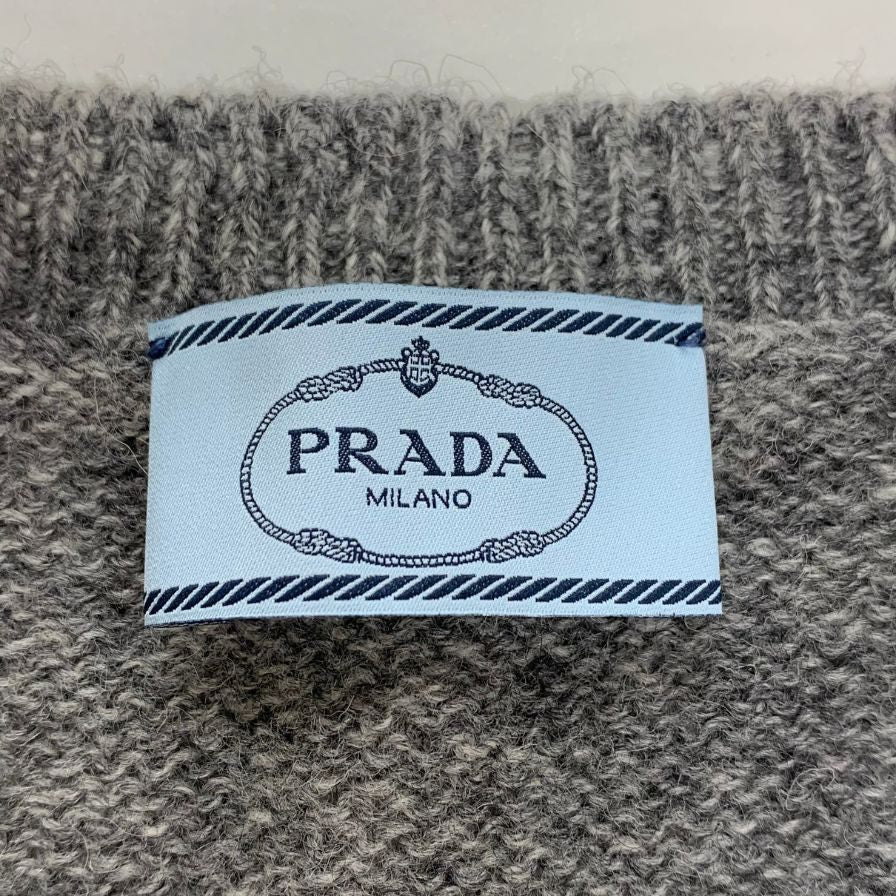 極美品◆プラダ ニット カーディガン 2016 ウール100% レディース サイズ44 グレー PRADA 【AFB28】
