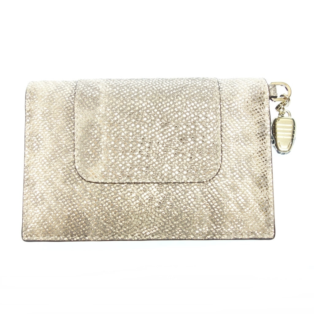 美品◆ブルガリ カードケース 二つ折り セルペンティ フォーエバー カルングレザー ベージュ系 BVLGARI【AFI14】