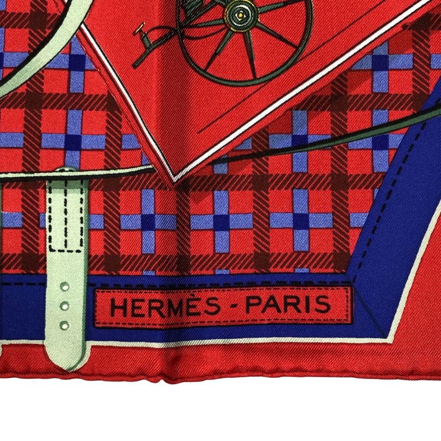 エルメス スカーフ カレ90 Les Voitures Nouvelles 馬車の変遷 レッド系 レディース HERMES【AFI5】