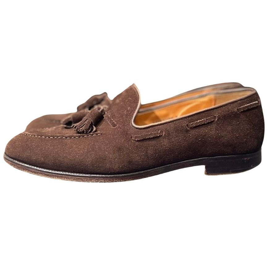クロケット&ジョーンズ レザーシューズ キャベンデッシュ3 タッセルローファー スエード ブラウン メンズ サイズUK8E CROCKETT&JONES ローファー 約27.0cm【LA】【中古】