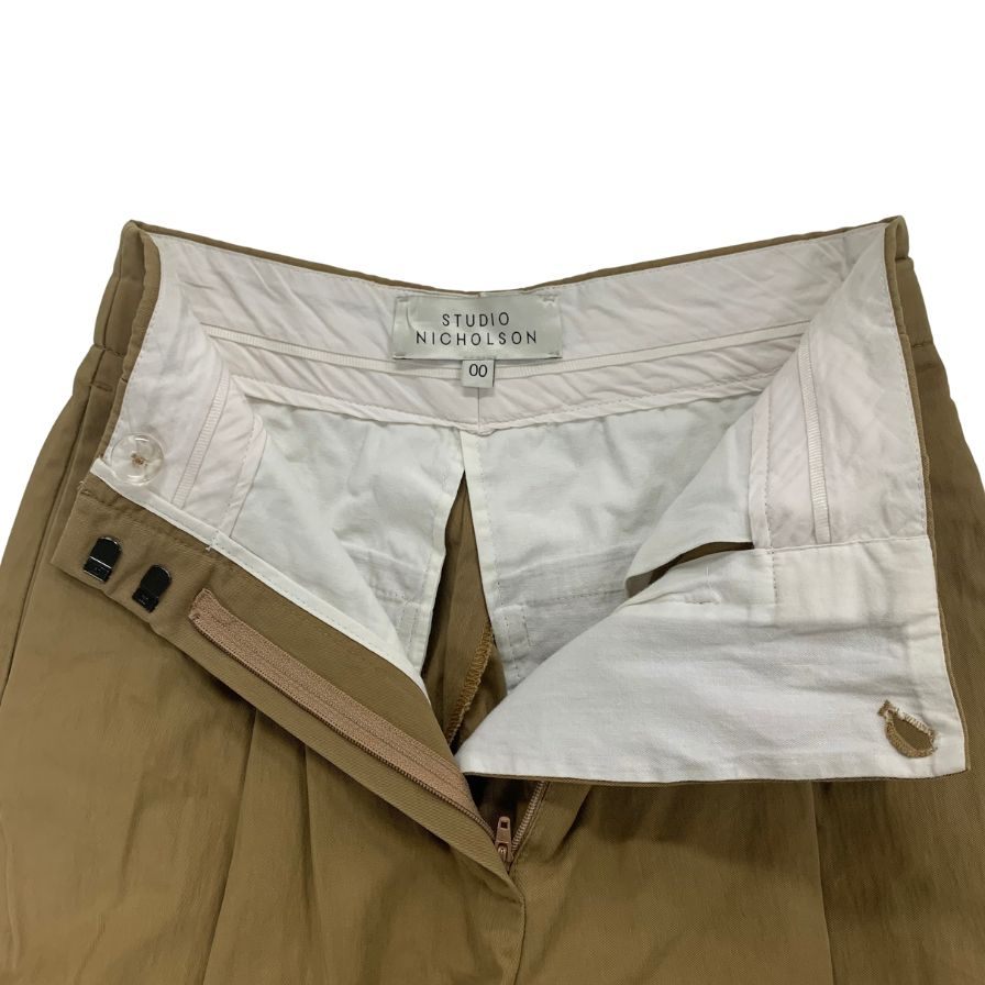 スタジオニコルソン タックパンツ DORDONI コットン×ナイロン ブラウン サイズ00 STUDIO NICHOLSON 【AFB16】