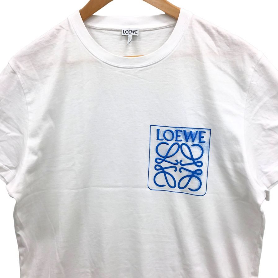 美品◆ロエベ Tシャツ アナグラム 22AW フェイクポケット メンズ サイズS ホワイト LOEWE 【AFB16】