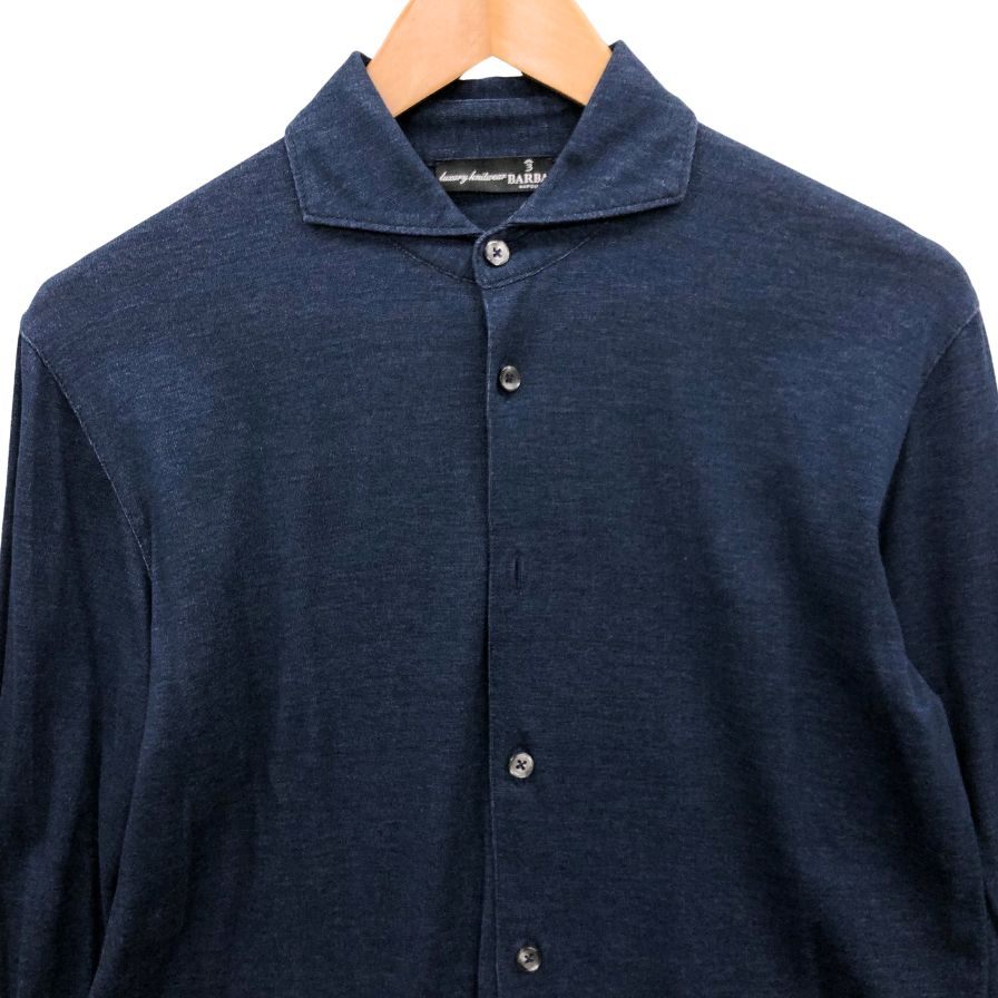 美品◆バルバ カッタウェイシャツ ネイビー メンズ サイズ46 BARBA 【AFB21】