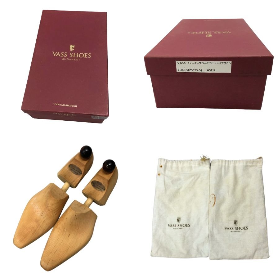ヴァーシュ クオーターブローグ メンズ コニャックブラウン EU40.5 Vass Shoes ビジネスシューズ 約25.5cm【LA】【中古】