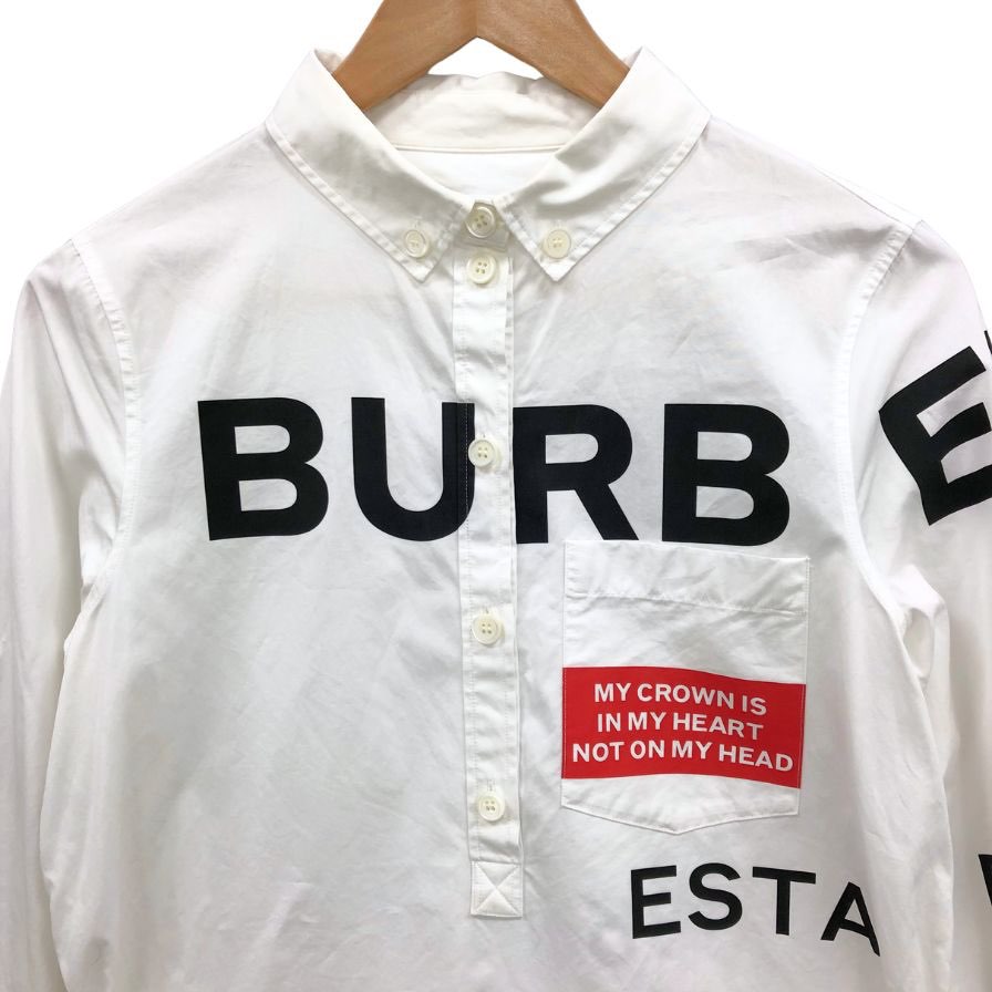 中古◆バーバリー ワンピース フェリープリント シャツワンピース ホワイト レディース サイズUK6 BURBERRY LONDON 【AFB6】