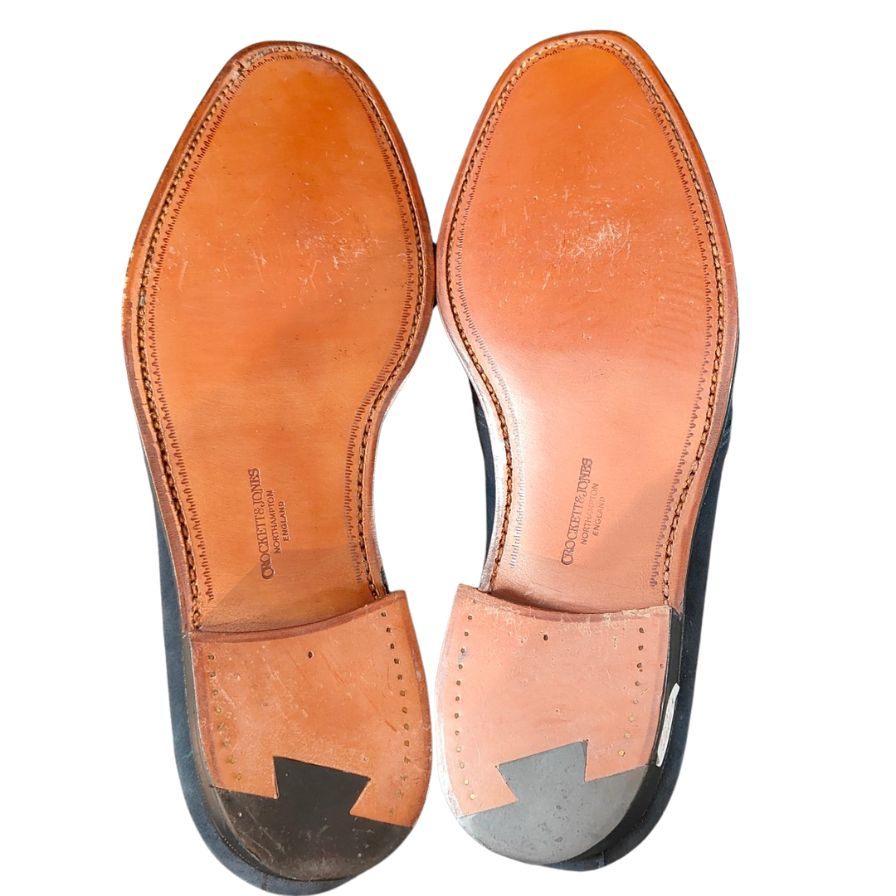 クロケット&ジョーンズ チャッカブーツ ウーバン スエード メンズ ネイビー サイズ7E CROCKETT&JONES WOBURN スエードシューズ 約25.0cm【LA】【中古】
