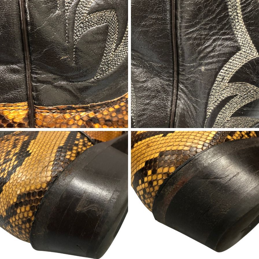 ノコナ ブーツ ウエスタンブーツ パイソン&レザーコンビ メンズ サイズ7.5 ブラウン&ブラック NOCONA BOOTS 約26.5cm【AFC31】