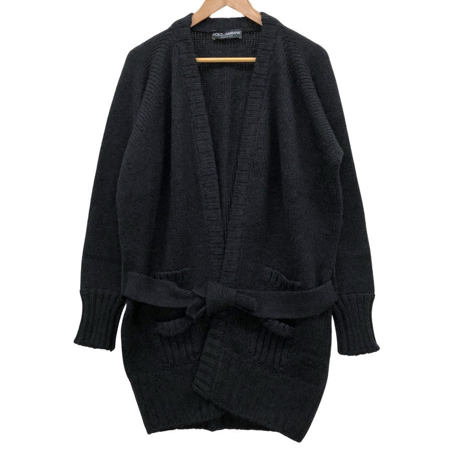 極美品◆ドルチェ&ガッバーナ ガウンコート 紐付き レディース サイズ44 ブラック DOLCE&GABBANA 【AFB17】