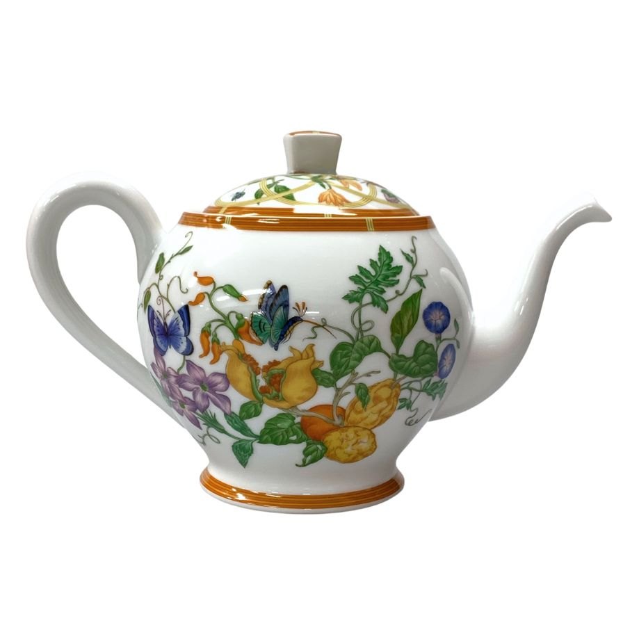 エルメス シエスタ ポット 花柄 ホワイト HERMES【AFI28】【中古】