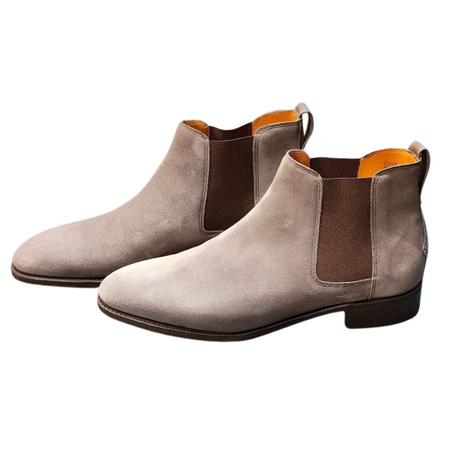 極美品◆ジョンロブ サイドゴアブーツ チューダー スエード 7000ラスト グレー メンズ サイズUK5.5E JOHN LOBB TUDOR ブーツ 約24.0cm【LA】【中古】