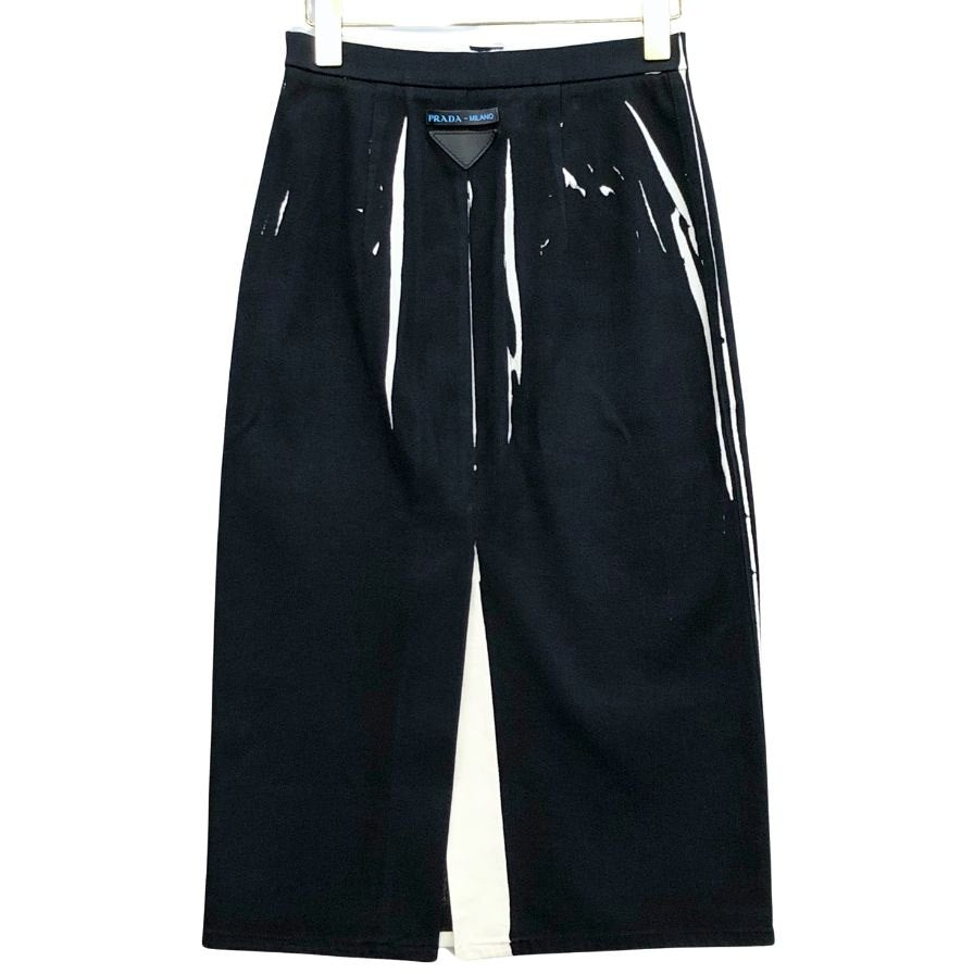 プラダ スカート カーフトライアングルロゴ レディース ブラック 36S PRADA【AFB20】