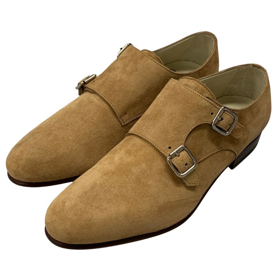 フラテッリ ボルジョーリ スエードシューズ ダブルモンク スエード ベージュ サイズ38 レディース Fratelli Borgioli 約24.5cm【AFD9-2】