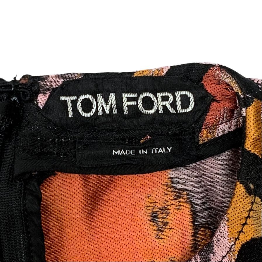 美品◆トムフォード ノースリーブ ワンピース フロントポケット ショルダーボタン レディース サイズ42 総柄 TOM FORD 【AFB25】