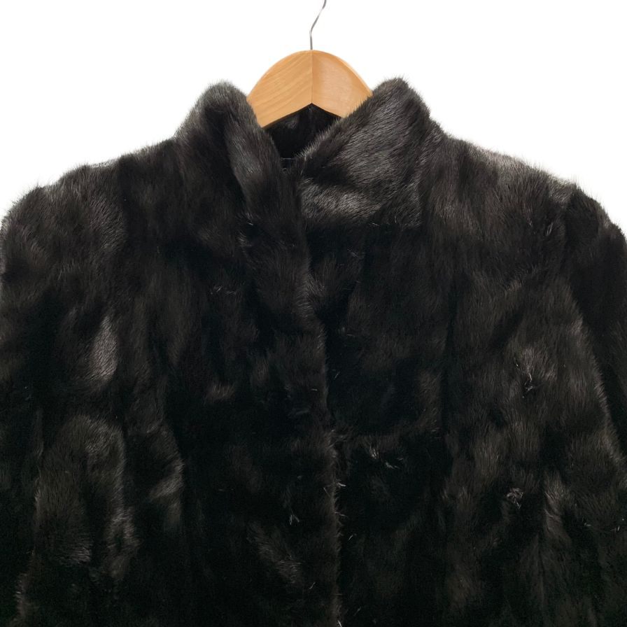未使用◆アメリカン ファー アワード ミンクコート 本毛皮 ハーフ丈 フックボタン ブラック レディース サイズ13 ☆4 THE AMERICAN FUR AWARDS AMERICAN ULTRA 【AFA10】
