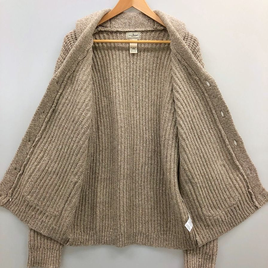 美品◆エルエルビーン カーディガン ニット クラシック ラグ 511548 メンズ ベージュ サイズM L.L.BEAN 【AFA23】