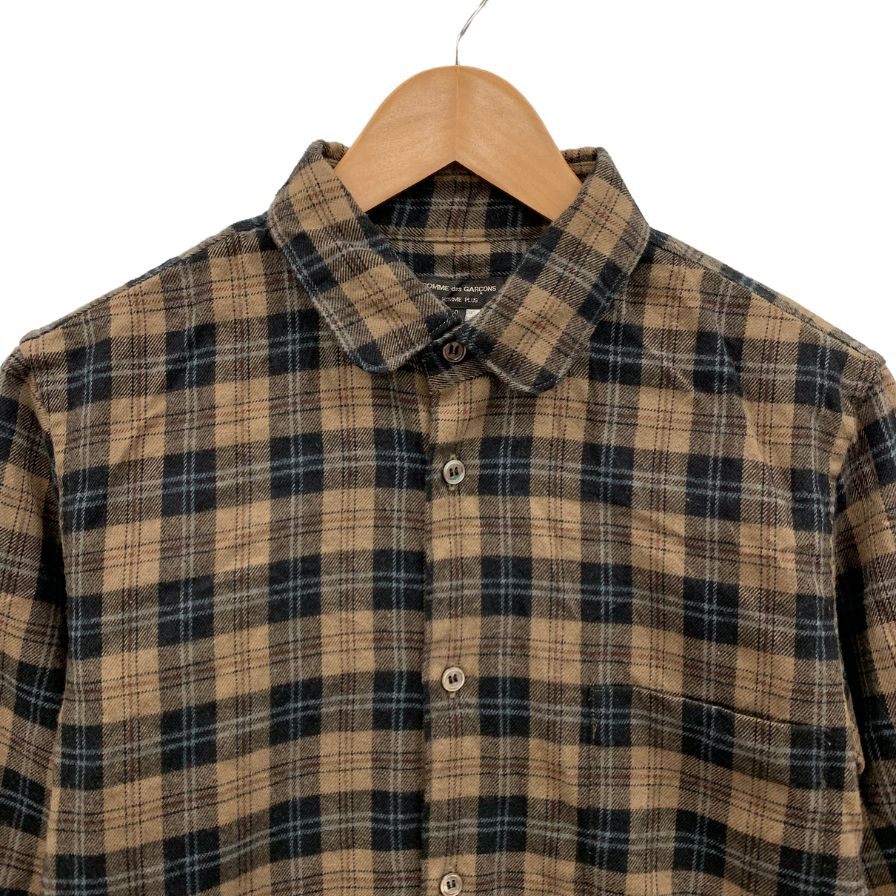 美品◆コムデギャルソン オム プリュス チェックシャツ ブラウン メンズ サイズS PT-B054 comme des garcons homme plus 【AFB27】