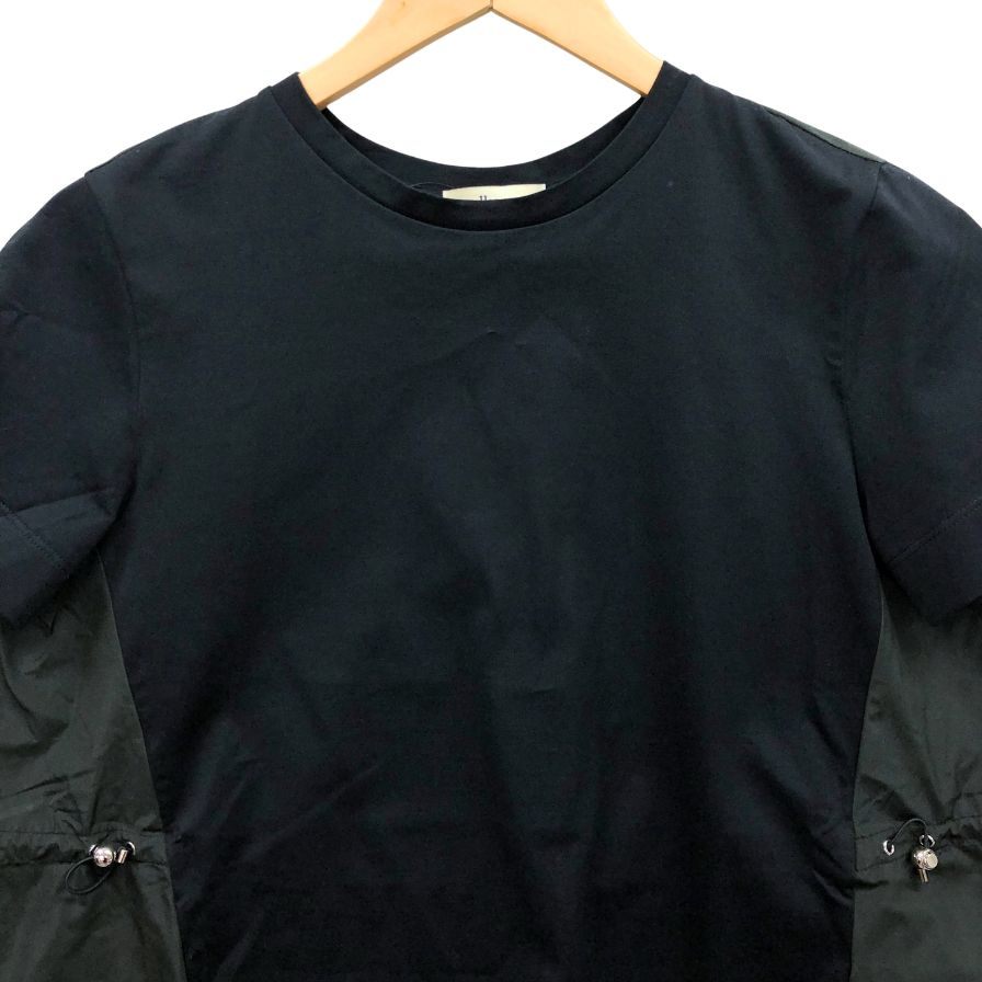 新品同様◆ヘルノ Tシャツ 切替し ナイロン ブラック レディース サイズ40 HERNO 【AFB25】