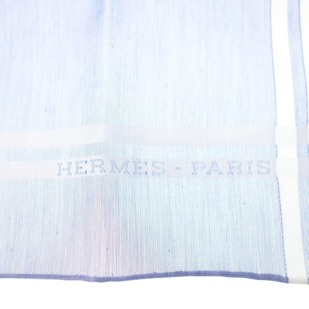 未使用◆エルメス ハンカチ コットン100% ブルー系 箱付き HERMES【AFI20】