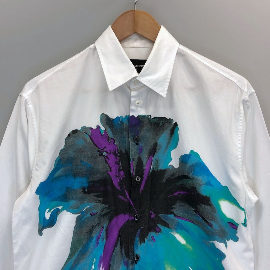 美品◆ディースクエアード 23SS ロングスリーブシャツ 花柄 グラフィック メンズ サイズ42 DSQUARED2 【AFB41】