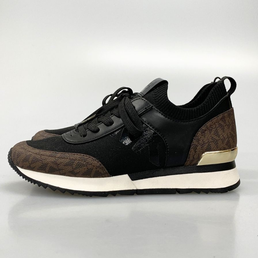 マイケルコース スニーカー ジェンキンス ニット トレーナー レディース UK5.5 ブラック×ブラウン MICHAEL KORS 約24.5cm【AFD13】