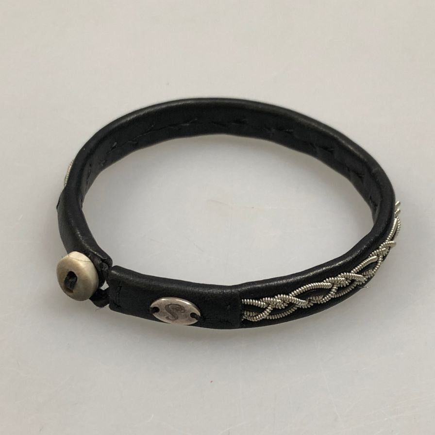 サーミクラフト レザー ブレスレット シルバー ブラック メンズ Saami