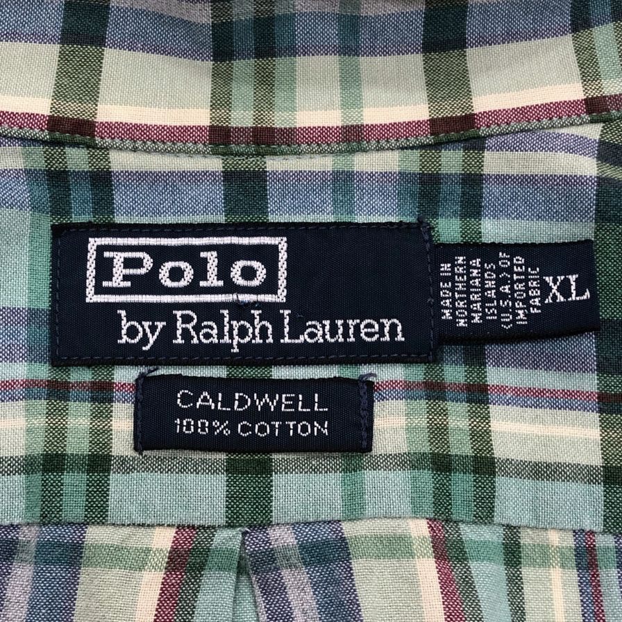 美品◆ラルフローレン ヴィンテージ開襟シャツ CALDWELL チェック メンズ サイズXL POLO RALPH LAUREN 【AFB42】