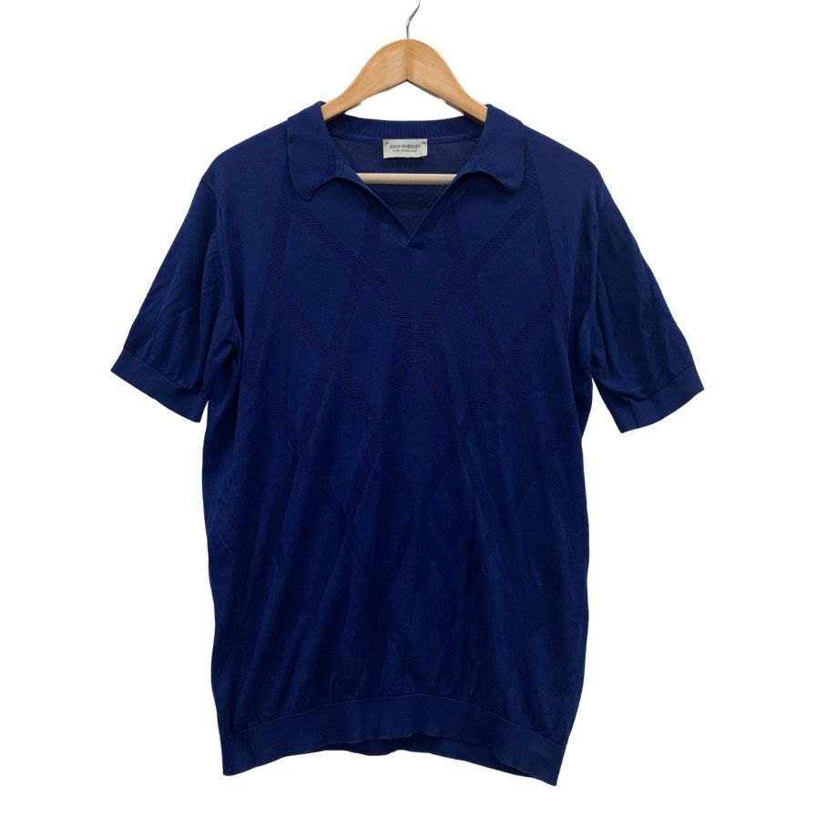 中古◆ジョンスメドレー 半袖ニットポロ スキッパー ブルー メンズ サイズL JOHN SMEDLEY 【AFB29】