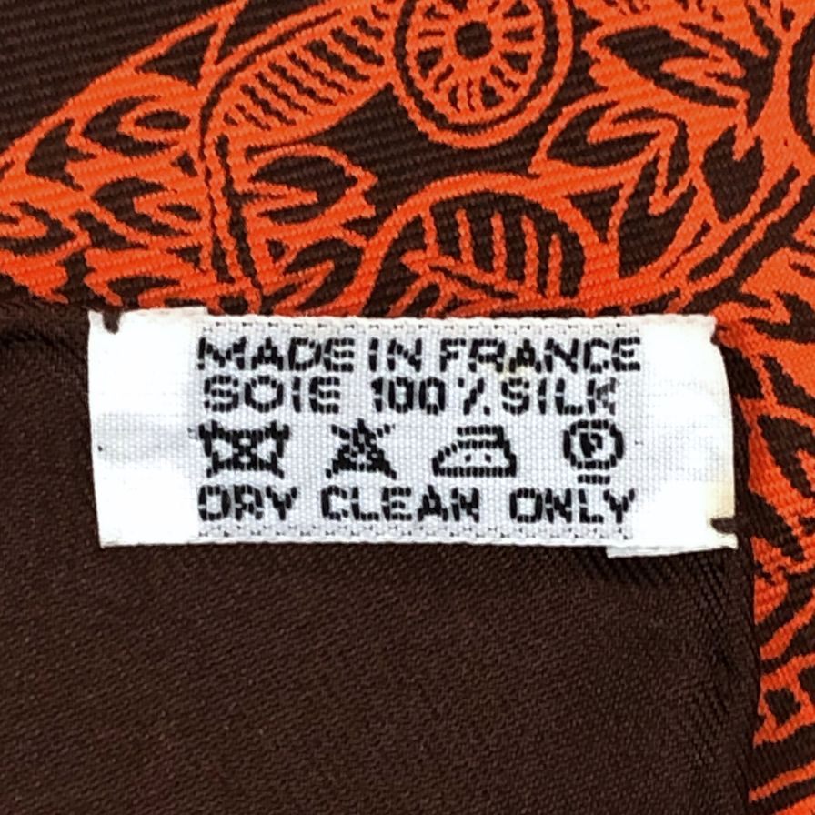 エルメス カレ90 Les Legendes de L'Arbre 木の伝説 シルク ブラウン×オレンジ HERMES【AFI18-3】