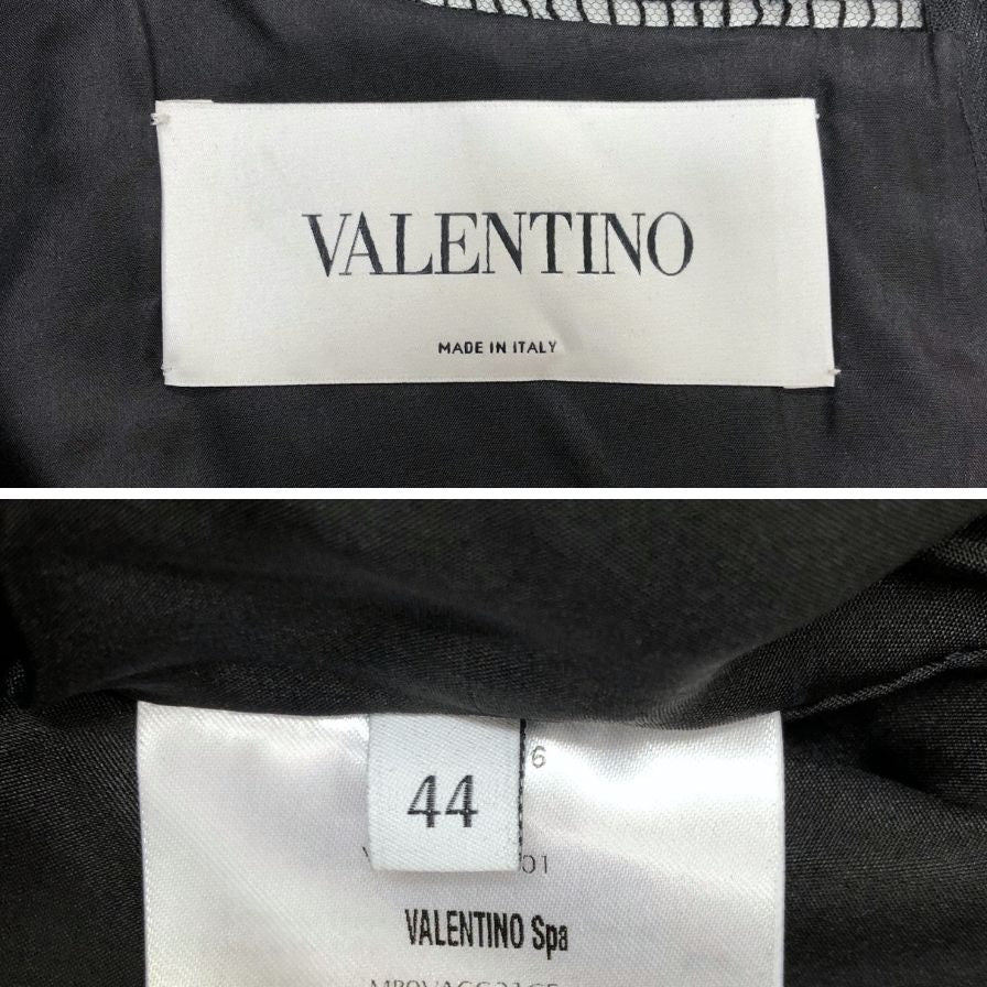 極美品◆ヴァレンティノ ノースリーブ ワンピース Vステッチ ウール シルク レディース サイズ44 ブラック VALENTINO 【AFB17】
