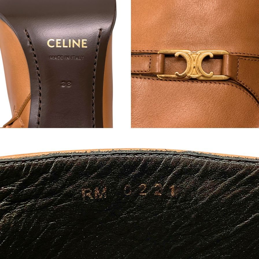 セリーヌ クロード アンクルブーツ サイドジップ ブラウン レディースサイズ38 CELINE 約24.0cm【AFD13】