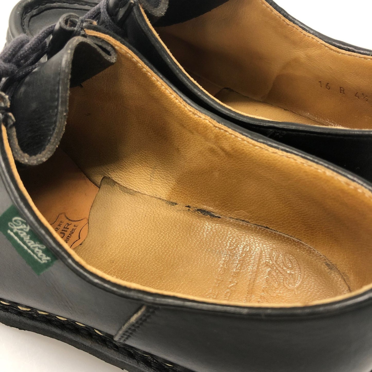 パラブーツ レザーシューズ ミカエル チロリアン リスレザー ブラック レディース サイズ4.5 PARABOOT MICHAEL 約23.0cm【AFC9】