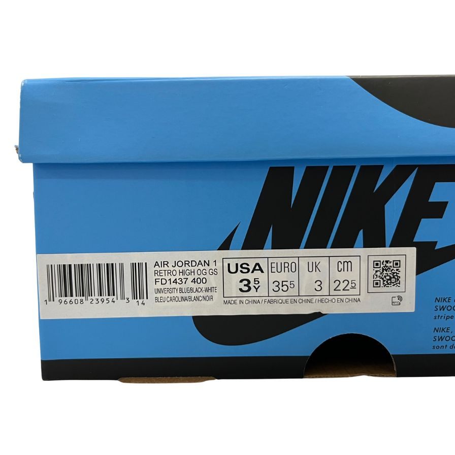 未使用◆ナイキ スニーカー エアジョーダン レトロ ハイ FD1437-400 サイズ22.5cm ホワイト ブルー ブラック NIKE AIR JORDAN 1 RETRO HIGH OG GS【AFD6】