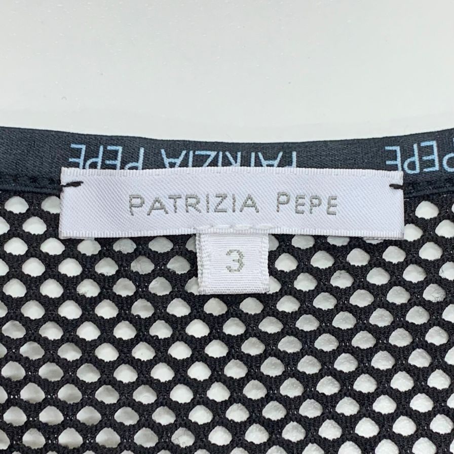極美品◆パトリツィアペペ 長袖トップス メッシュ レディース サイズ3 イタリア製 ブラック PATRIZIA PEPE 【AFB29】