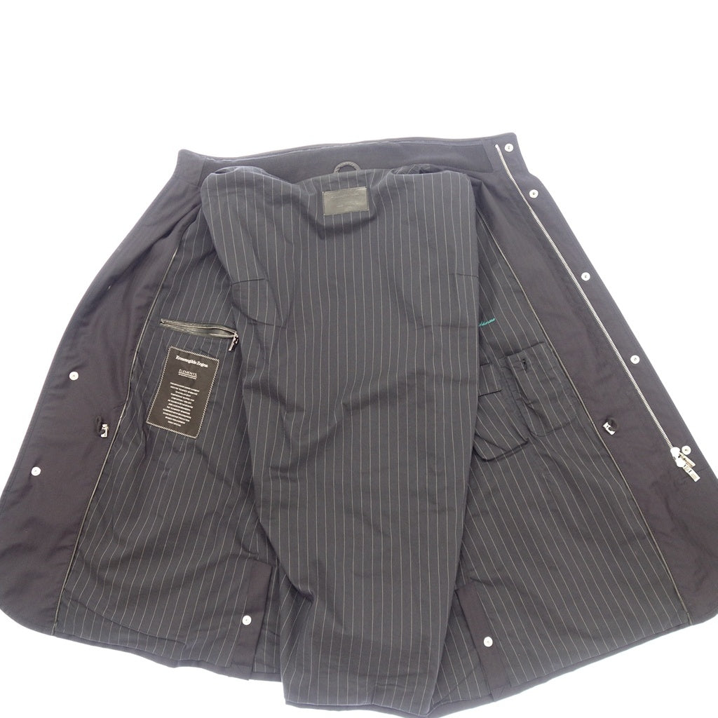 中古◆エルメネジルド ゼニア エレメンツ ハーフコート メンズ サイズ54 ネイビー&ブラック Ermenegildo Zegna ELEMENTS【AFB28】