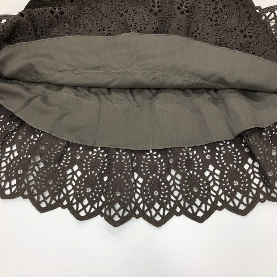 フォクシーブティック スカート 麻 ダークオリーブ サイズ40 20379-SSAG34 FOXEY BOUTIQUE【AFB28】